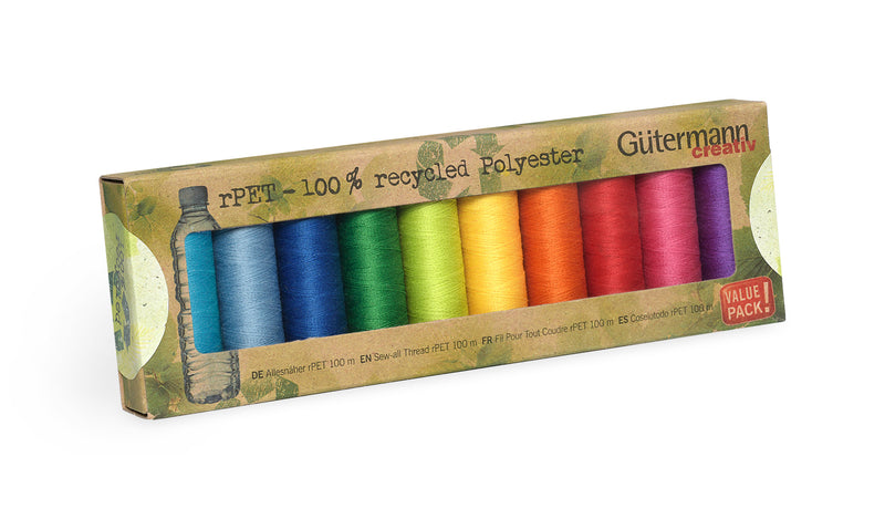 Chargez l'image dans la visionneuse de la galerie, 731138-3|Gutermann Sew-All rPET Polyester Thread Set, Bright, 10 Spools