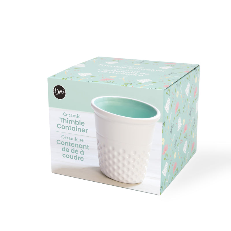 Chargez l'image dans la visionneuse de la galerie, DR002|Dritz Novelty Ceramic Thimble Container, Aqua