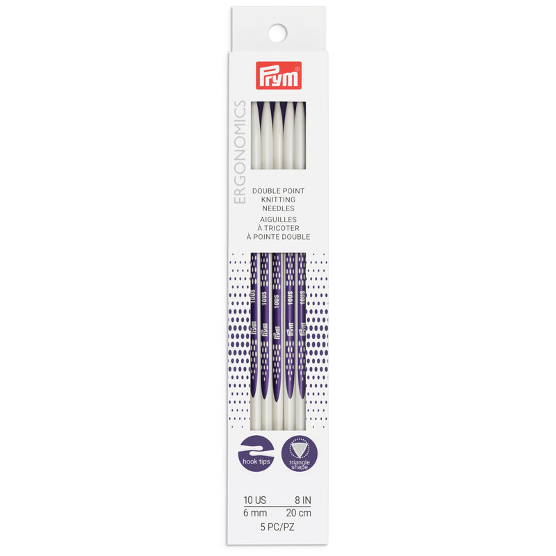 Chargez l'image dans la visionneuse de la galerie, 57056|Prym 8" Ergonomic Double Point Knitting Needles, US 10 (6mm)