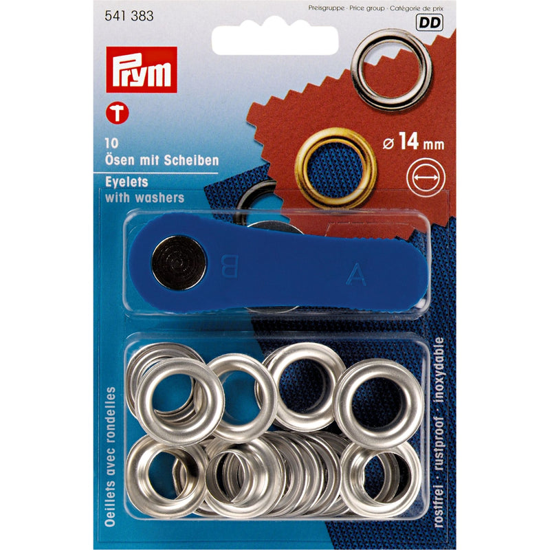 Chargez l'image dans la visionneuse de la galerie, 541383|Prym Eyelets with washers 14 mm silver with tools 10pc