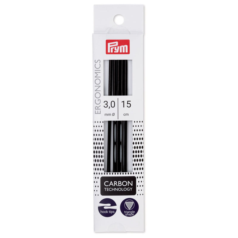 Chargez l'image dans la visionneuse de la galerie, 194182|Prym 6" Ergonomic Double Point Knitting Needles, Carbon, 3mm