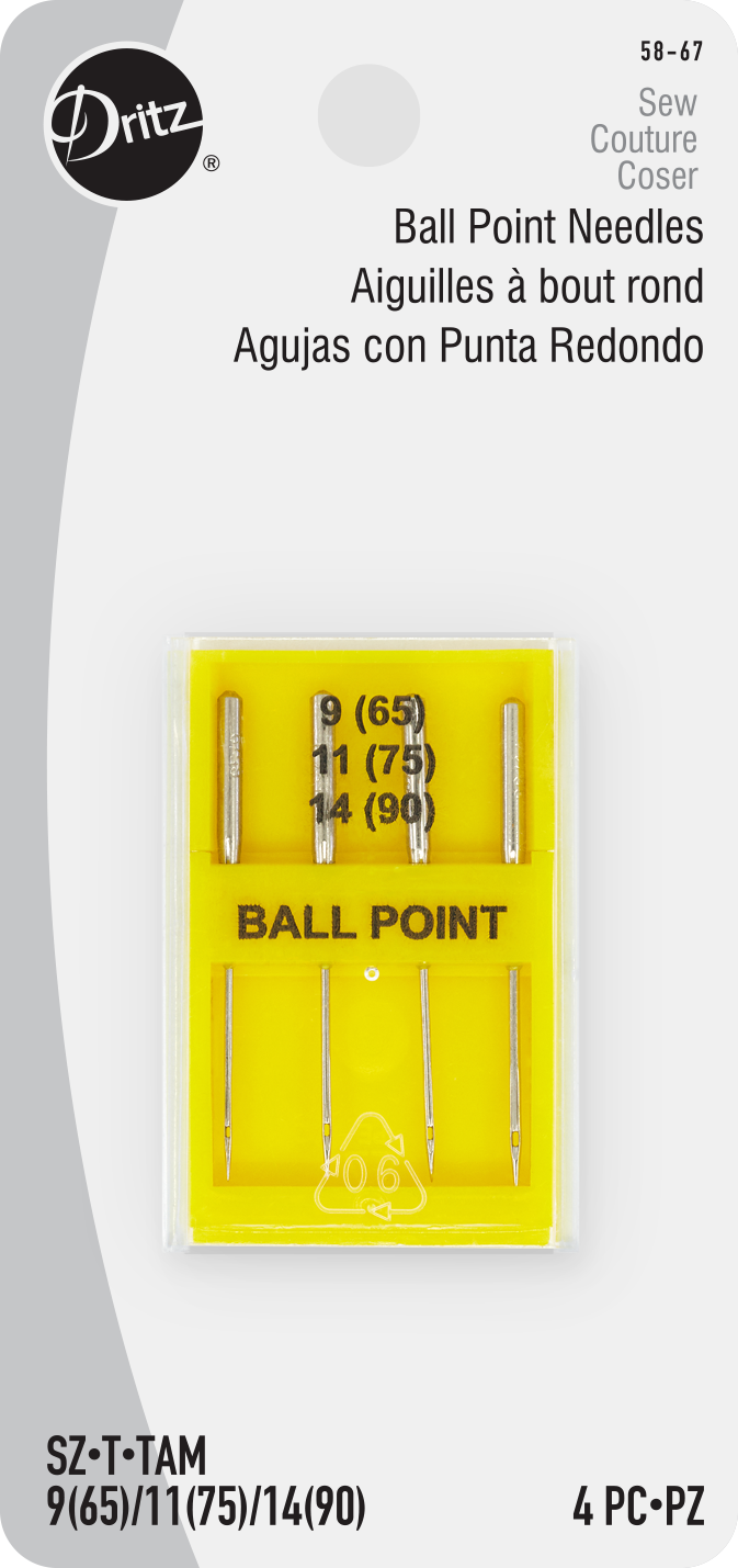Chargez l'image dans la visionneuse de la galerie, 58-67|Dritz Ballpoint Machine Needles, Sizes 9 (65), 11 (75) & 14 (90), 4 pc