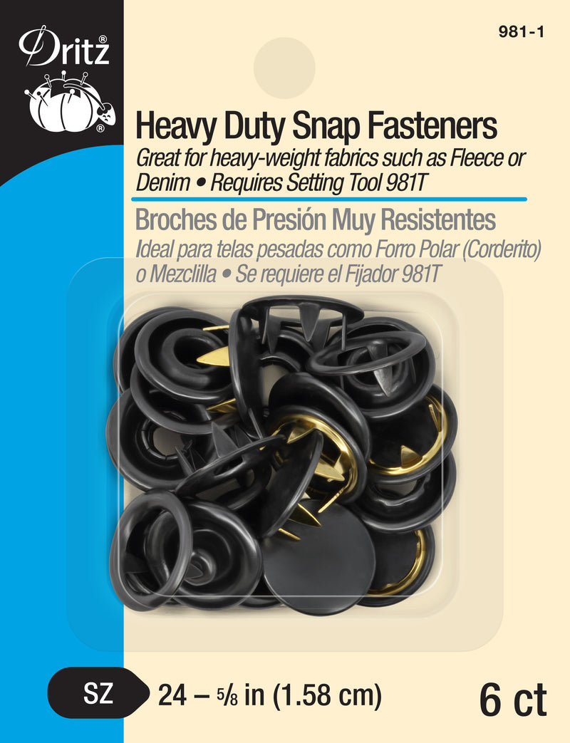 Chargez l'image dans la visionneuse de la galerie, 981-1|Dritz 5/8" Heavy Duty Snap Fasteners, 6 pc, Black