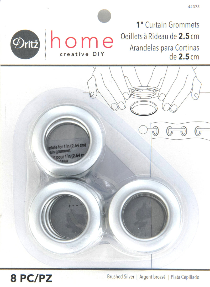 Chargez l'image dans la visionneuse de la galerie, 44373|Dritz 1" Plastic Curtain Grommets, Brushed Silver, 8 Sets
