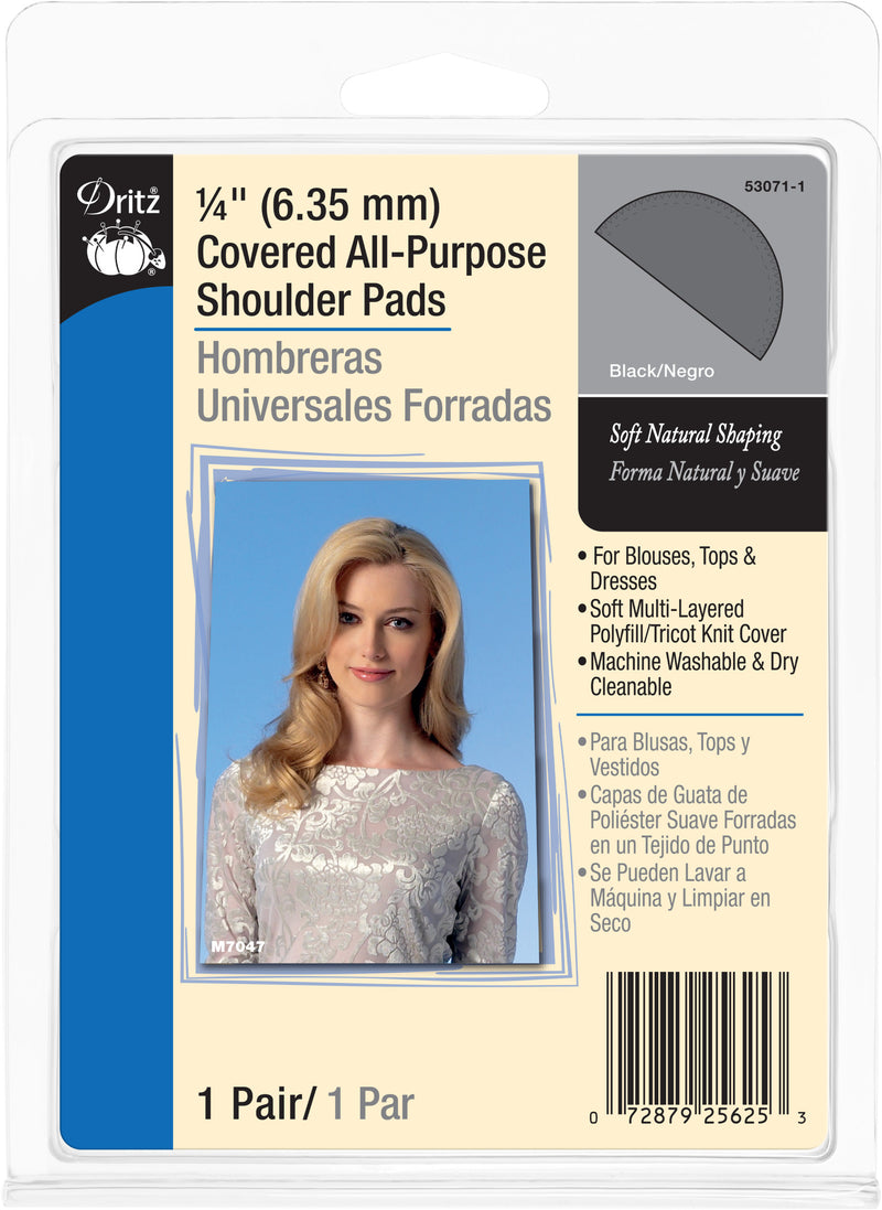 Chargez l'image dans la visionneuse de la galerie, 53071-1|Dritz 1/4" Covered All-Purpose Shoulder Pads, 2 pc, Black