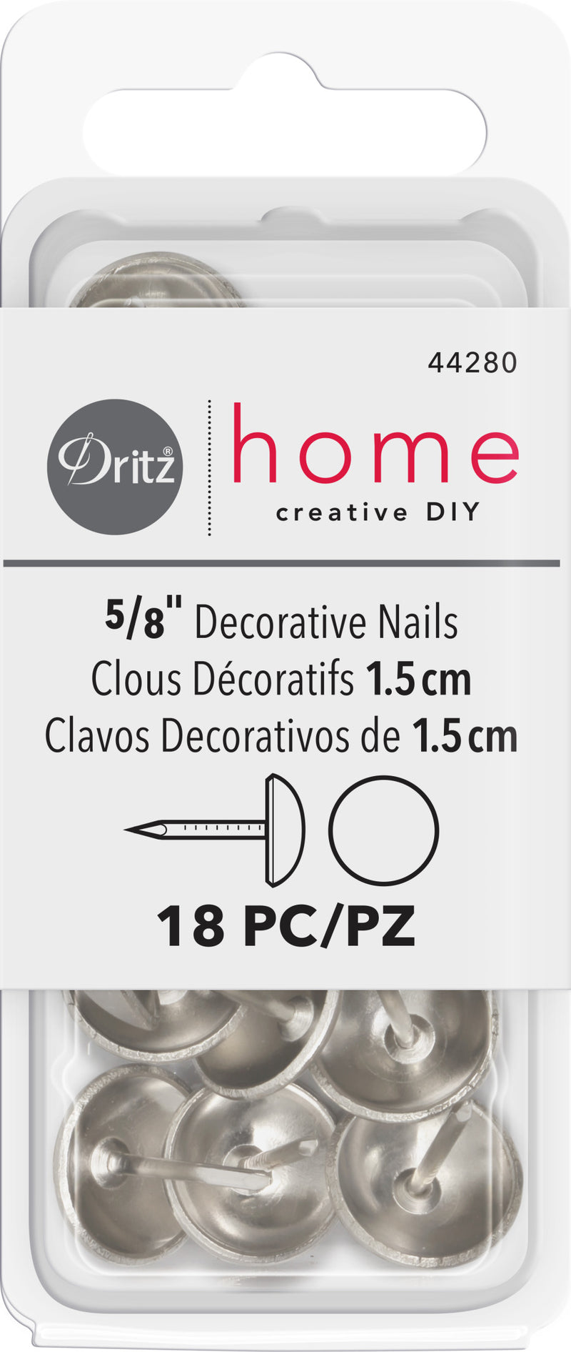 Chargez l'image dans la visionneuse de la galerie, 44280|Dritz 5/8" Smooth Decorative Nails, Nickel, 18 pc