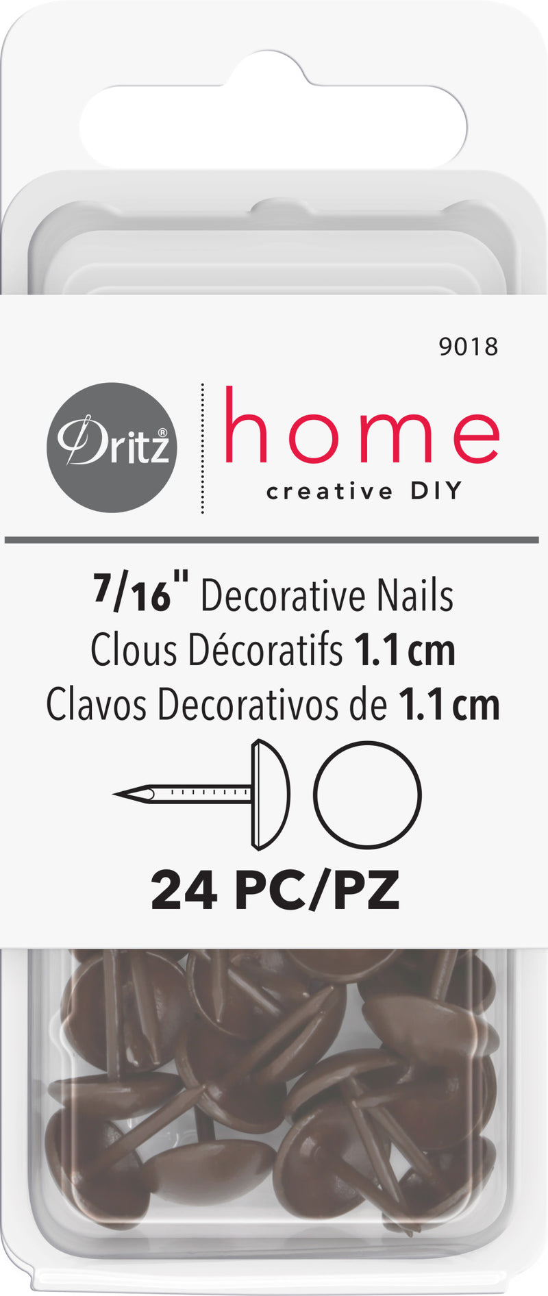 Chargez l'image dans la visionneuse de la galerie, 9018|Dritz 7/16" Smooth Decorative Nails, Brown, 24 pc