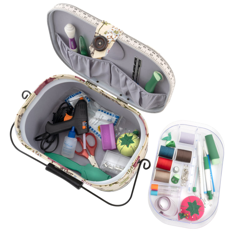 Chargez l'image dans la visionneuse de la galerie, Z10332-131|Dritz Oval Sewing Basket with Metal Handle, Large