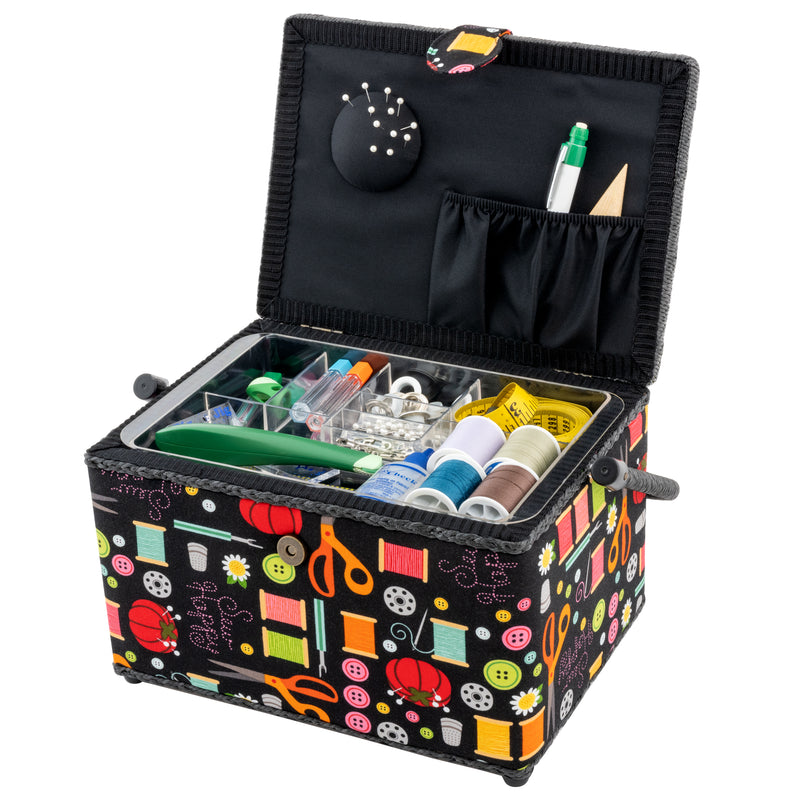 Chargez l'image dans la visionneuse de la galerie, Z10051-22259|Dritz Rectangular Sewing Basket, Large
