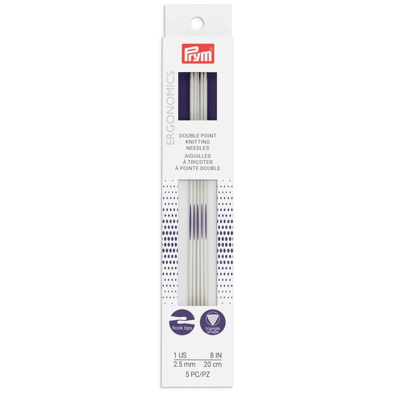 Chargez l'image dans la visionneuse de la galerie, 57050|Prym 8" Ergonomic Double Point Knitting Needles, US 1 (2.5mm)