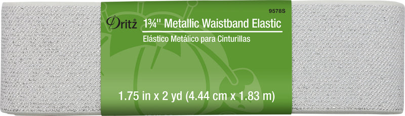 Chargez l'image dans la visionneuse de la galerie, 9578S|Dritz 1-3/4" Metallic Waistband Elastic, Silver Metallic, 2 yd