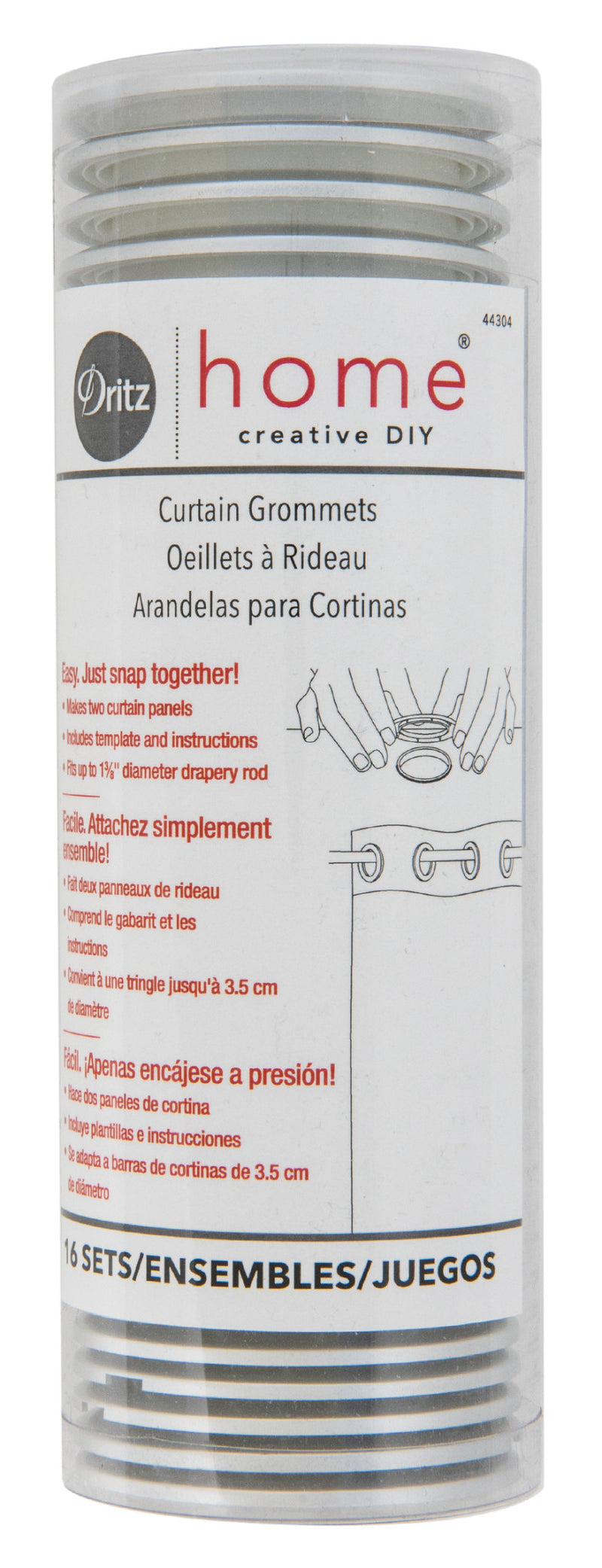 Chargez l'image dans la visionneuse de la galerie, 44304|Dritz 1-9/16" Plastic Curtain Grommets, Brushed Silver, 16 Sets