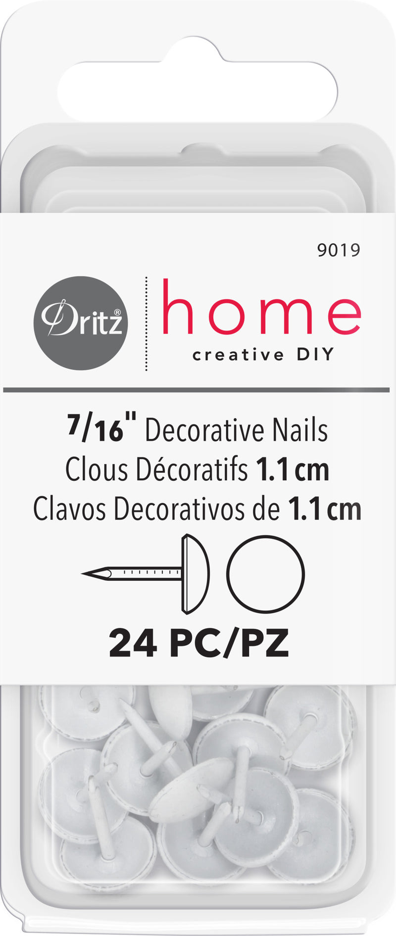 Chargez l'image dans la visionneuse de la galerie, 9019|Dritz 7/16" Smooth Decorative Nails, White, 24 pc