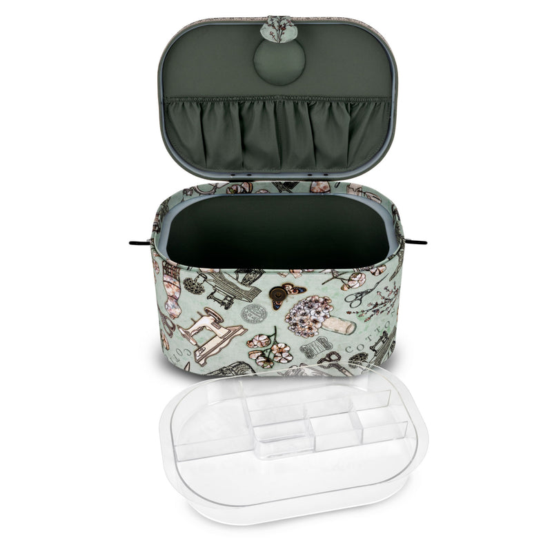 Chargez l'image dans la visionneuse de la galerie, Z10332-211|Dritz Oval Sewing Basket with Metal Handle, Large