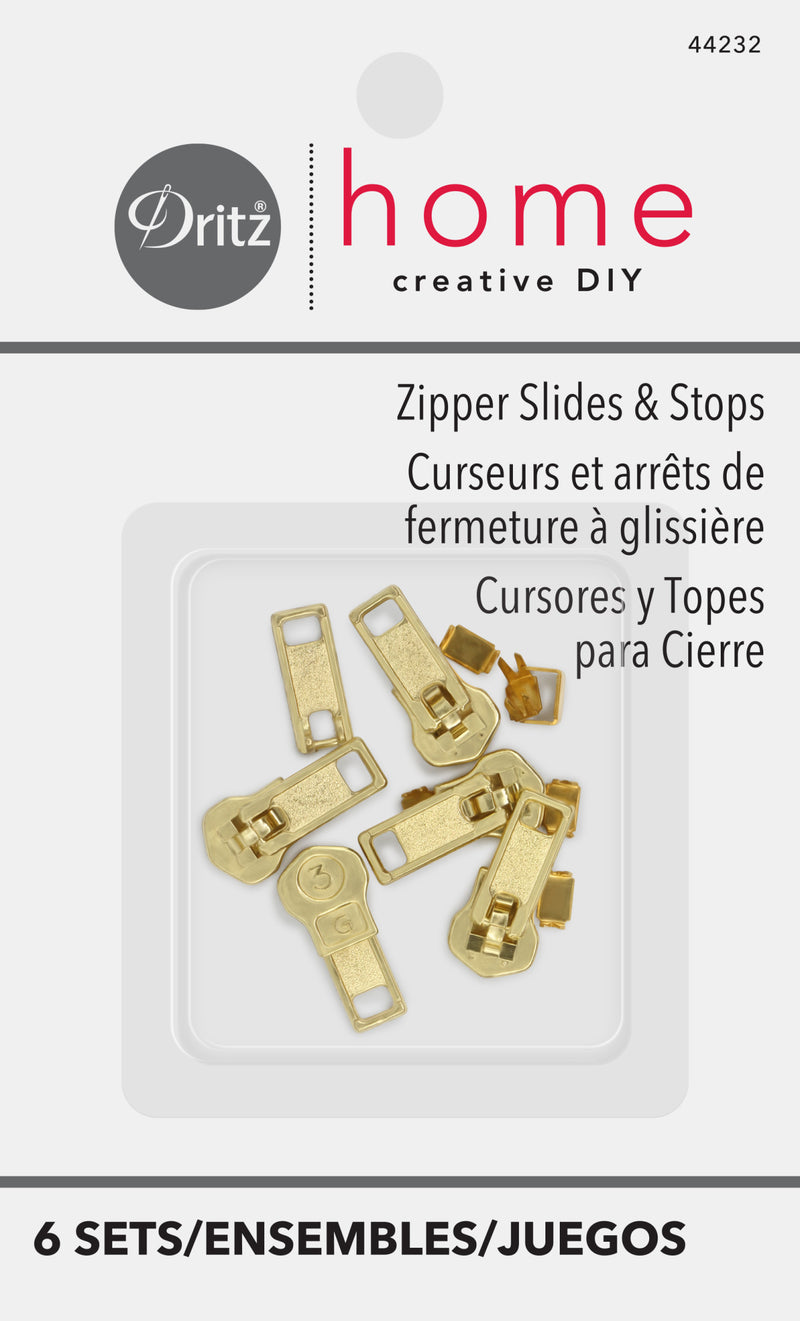 Chargez l'image dans la visionneuse de la galerie, 44232|Dritz Zipper Slides & Stops, Brass, 12 pc