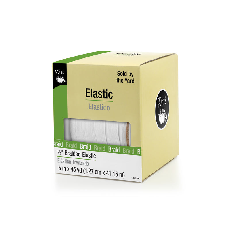 Chargez l'image dans la visionneuse de la galerie, 9432W|Dritz 1/2" White Braided Elastic, 45 yd