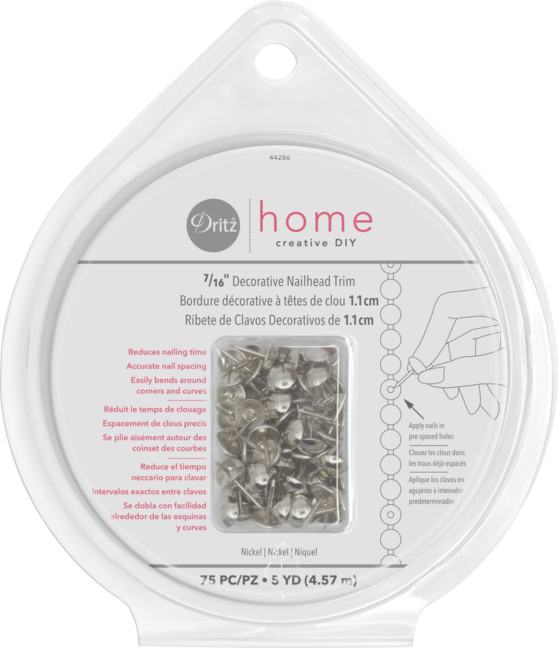 Chargez l'image dans la visionneuse de la galerie, 44286|Dritz 7/16" Decorative Nailhead Trim, Nickel, 75 pc