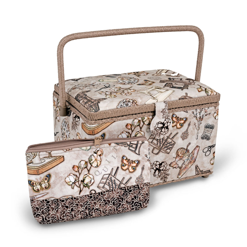Chargez l'image dans la visionneuse de la galerie, Z10455|Dritz Rectangular Sewing Basket with Zippered Case, Large
