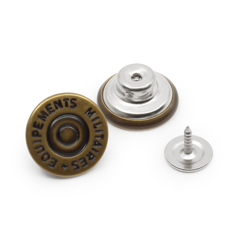 Chargez l'image dans la visionneuse de la galerie, 9-38|Dritz 5/8" Dungaree Buttons, 4 pc, Antique brass