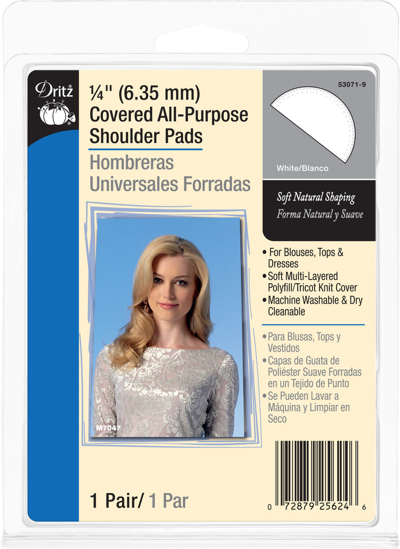 Chargez l'image dans la visionneuse de la galerie, 53071-9|Dritz 1/4" Covered All-Purpose Shoulder Pads, 2 pc, White