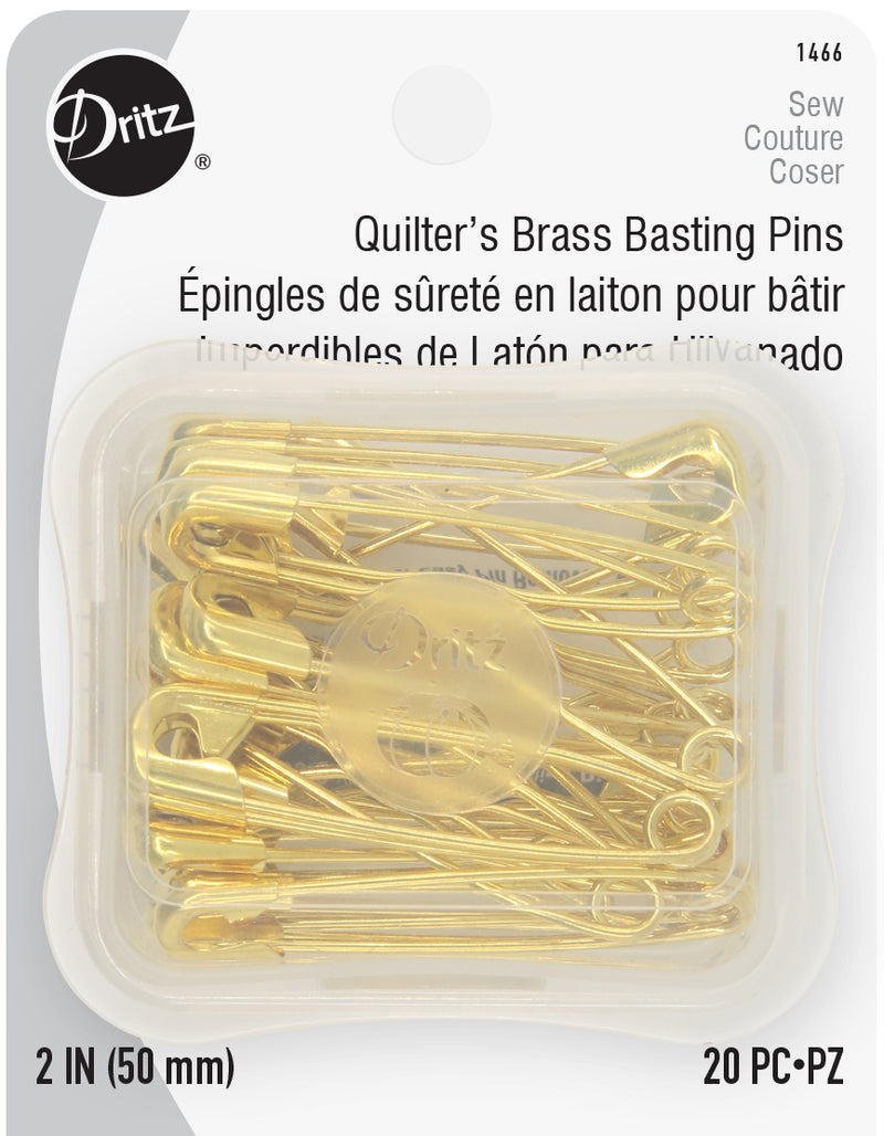 Chargez l'image dans la visionneuse de la galerie, 1466|Dritz 2" Quilters Brass Safety Pins, Brass, 20 pc