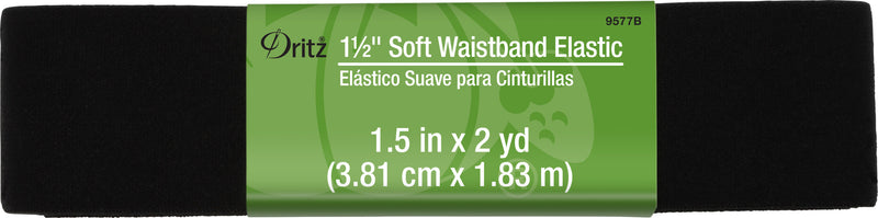 Chargez l'image dans la visionneuse de la galerie, 9577B|Dritz 1-1/2" Soft Waistband Elastic, Black, 2 yd