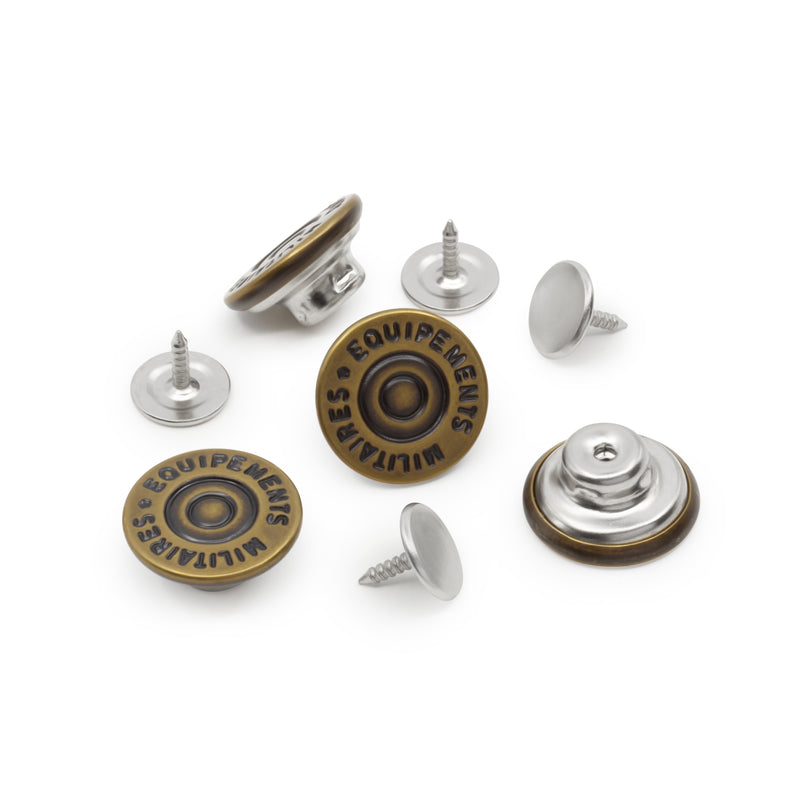 Chargez l'image dans la visionneuse de la galerie, 9-38|Dritz 5/8" Dungaree Buttons, 4 pc, Antique brass