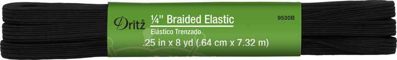 Chargez l'image dans la visionneuse de la galerie, 9530B|Dritz 1/4" Black Braided Elastic, 8 yd