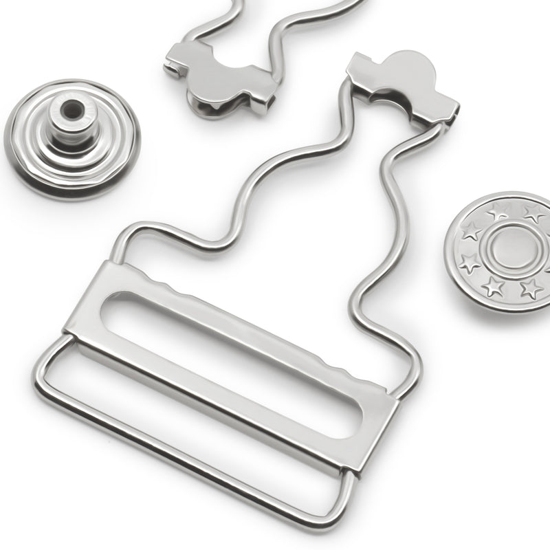 Chargez l'image dans la visionneuse de la galerie, 6-65|Dritz 1-1/4" Overall Buckles with No-Sew Buttons, Nickel, 2 pc