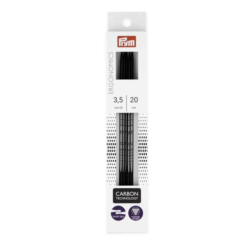 Chargez l'image dans la visionneuse de la galerie, 194223|Prym 8" Ergonomic Double Point Knitting Needles, Carbon, 3.5mm