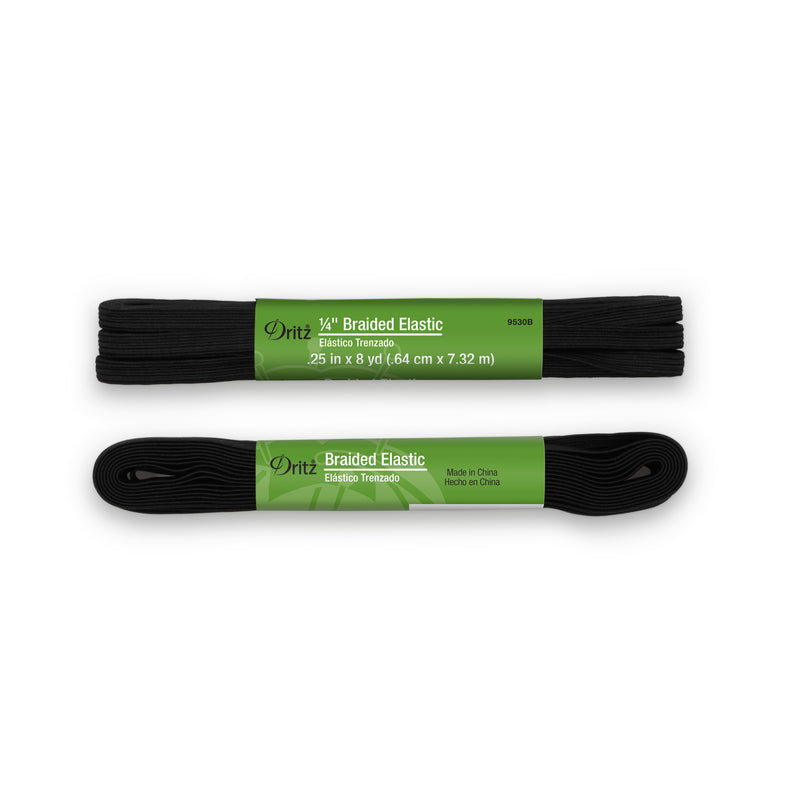 Chargez l'image dans la visionneuse de la galerie, 9530B|Dritz 1/4" Black Braided Elastic, 8 yd