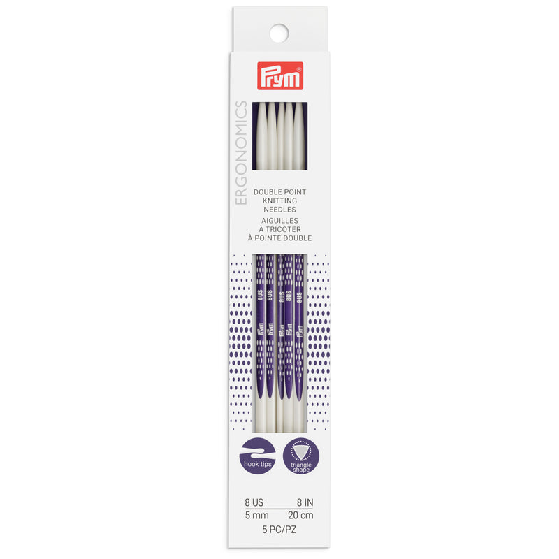 Chargez l'image dans la visionneuse de la galerie, 57055|Prym 8" Ergonomic Double Point Knitting Needles, US 8 (5mm)