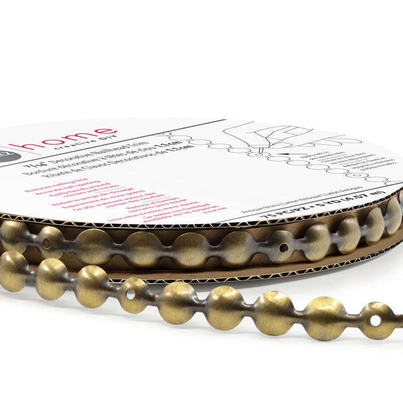 Chargez l'image dans la visionneuse de la galerie, 44288|Dritz 7/16" Decorative Nailhead Trim, Antique Brass, 75 pc