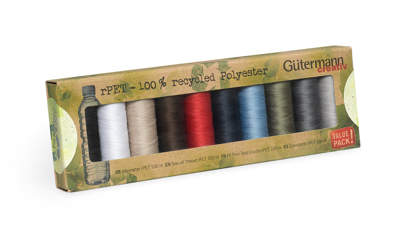 Chargez l'image dans la visionneuse de la galerie, 731138-1|Gutermann Sew-All rPET Polyester Thread Set, Dark, 10 Spools