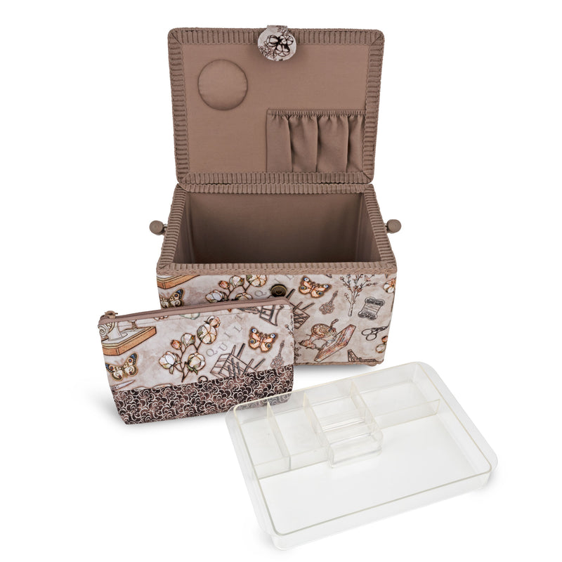 Chargez l'image dans la visionneuse de la galerie, Z10455|Dritz Rectangular Sewing Basket with Zippered Case, Large