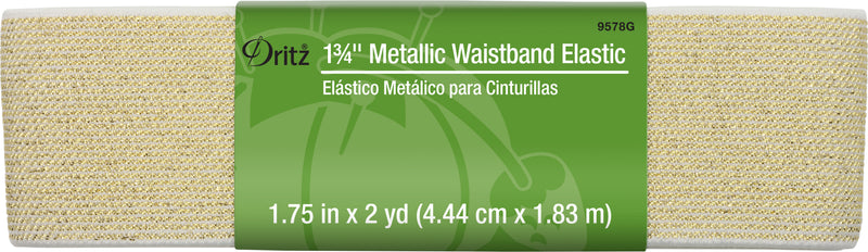 Chargez l'image dans la visionneuse de la galerie, 9578G|Dritz 1-3/4" Metallic Waistband Elastic, Gold Metallic, 2 yd