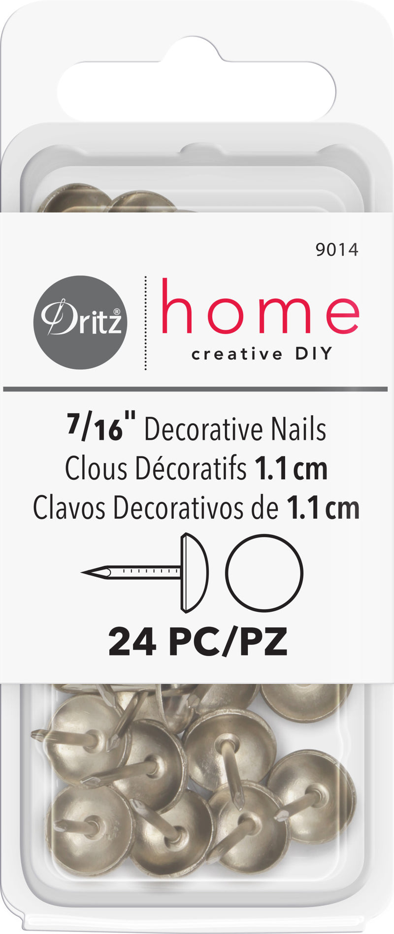 Chargez l'image dans la visionneuse de la galerie, 9014|Dritz 7/16" Smooth Decorative Nails, Nickel, 24 pc