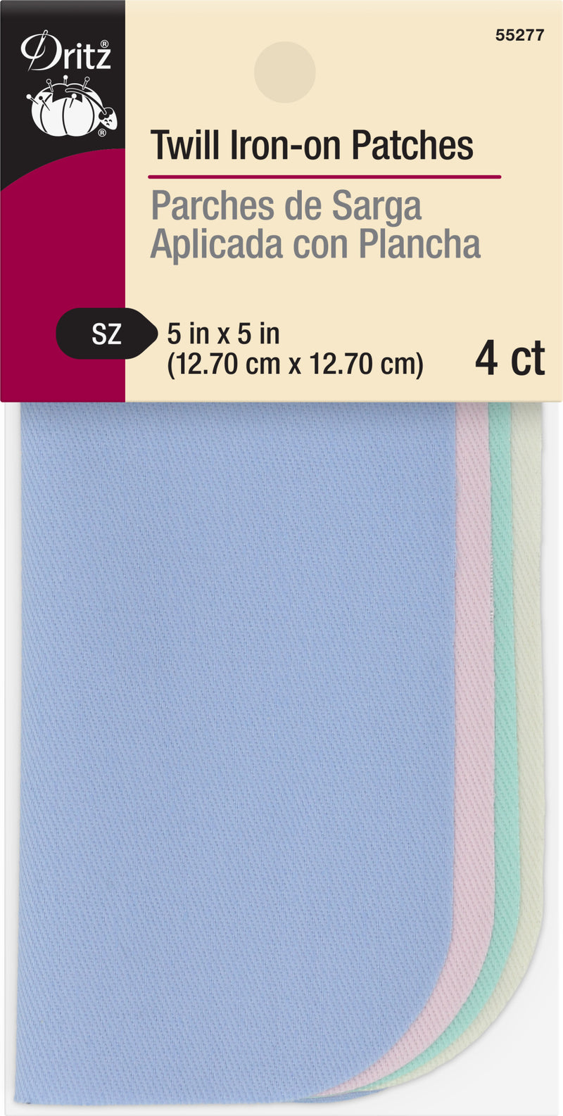 Chargez l'image dans la visionneuse de la galerie, 55277|Dritz Twill Iron-On Patches, 5" x 5", 4 pc, Pastel Assorted