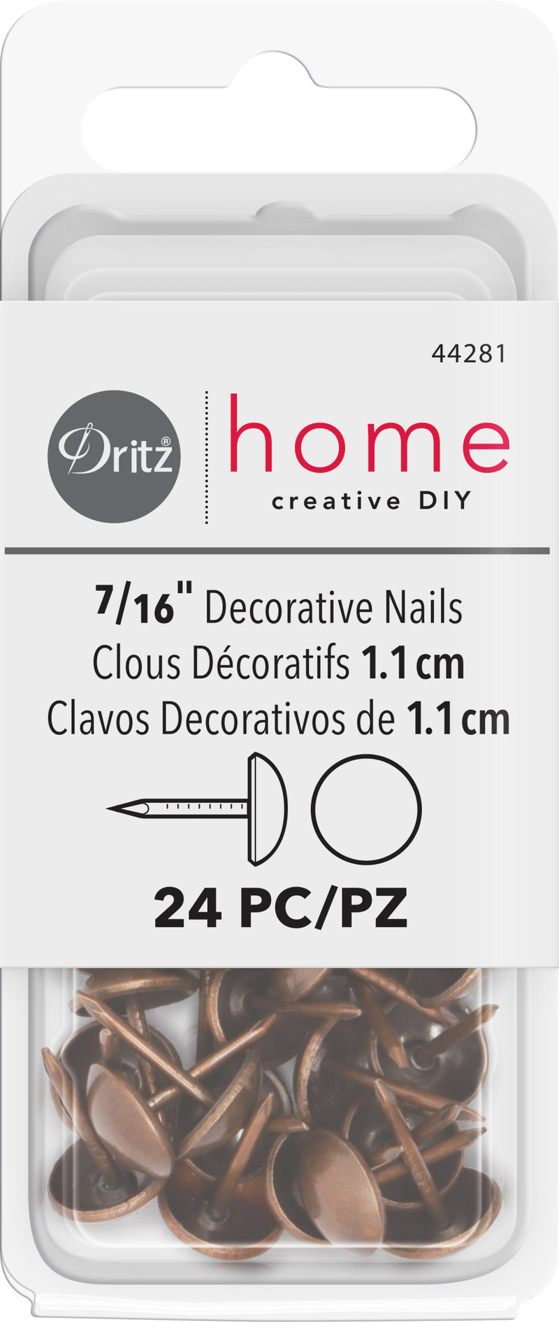 Chargez l'image dans la visionneuse de la galerie, 44281|Dritz 7/16" Smooth Decorative Nails, Antique Copper, 24 pc
