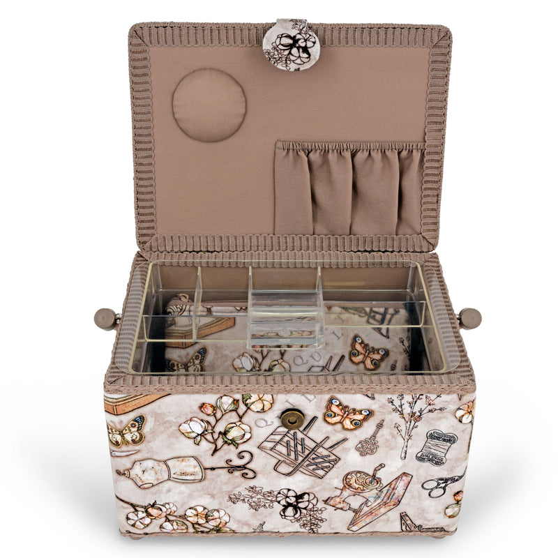 Chargez l'image dans la visionneuse de la galerie, Z10455|Dritz Rectangular Sewing Basket with Zippered Case, Large