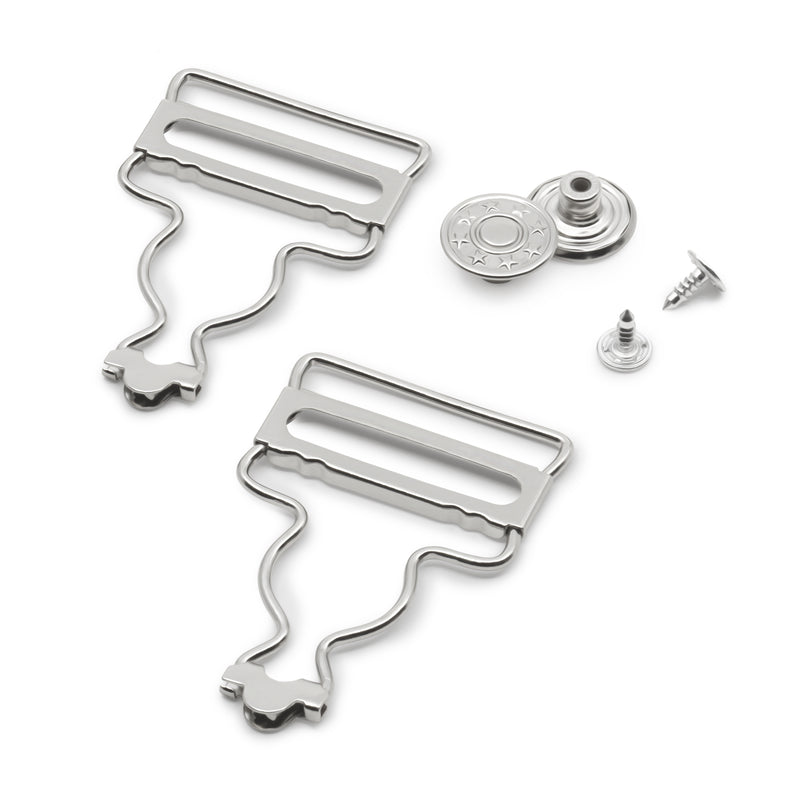 Chargez l'image dans la visionneuse de la galerie, 6-65|Dritz 1-1/4" Overall Buckles with No-Sew Buttons, Nickel, 2 pc