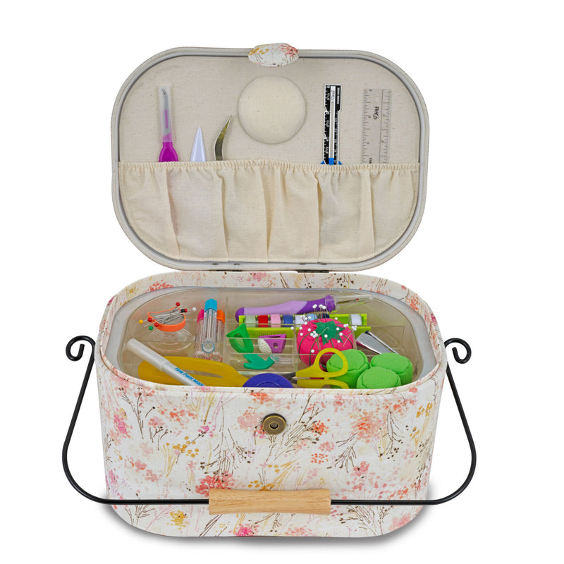Chargez l'image dans la visionneuse de la galerie, Z10332-212|Dritz Oval Sewing Basket with Metal Handle, Large