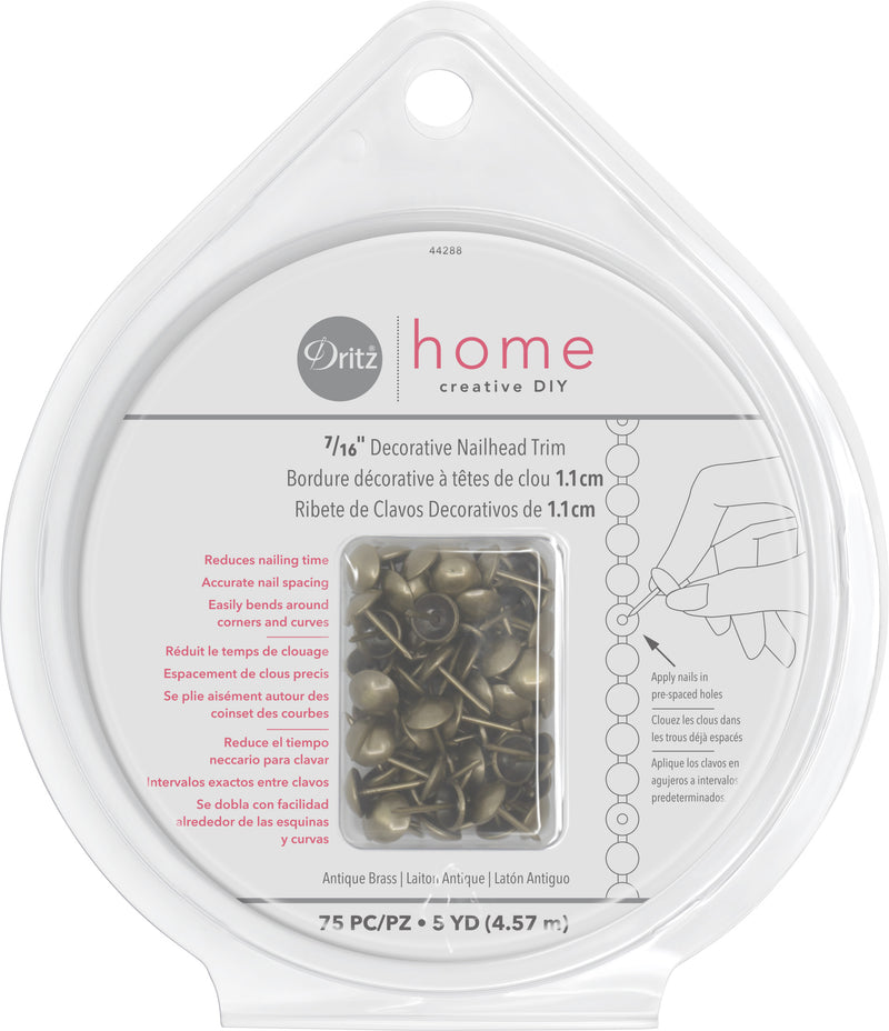 Chargez l'image dans la visionneuse de la galerie, 44288|Dritz 7/16" Decorative Nailhead Trim, Antique Brass, 75 pc