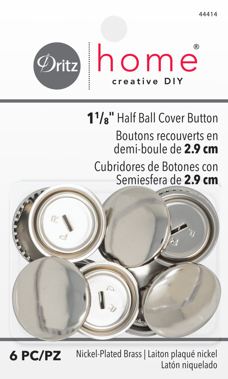Chargez l'image dans la visionneuse de la galerie, 44414|Dritz 1-1/8" Half Ball Cover Buttons, Nickel, 6 pc