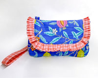 Quilted Clutch Bag with Ruffles