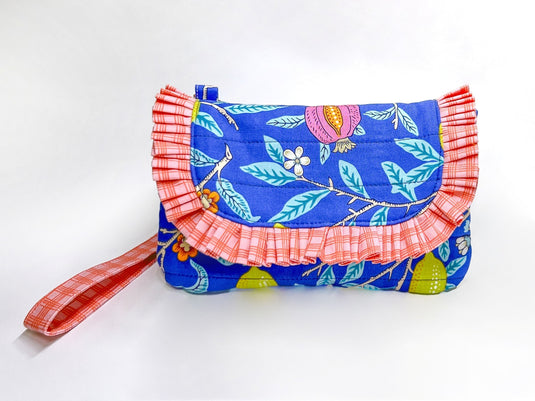 Quilted Clutch Bag with Ruffles