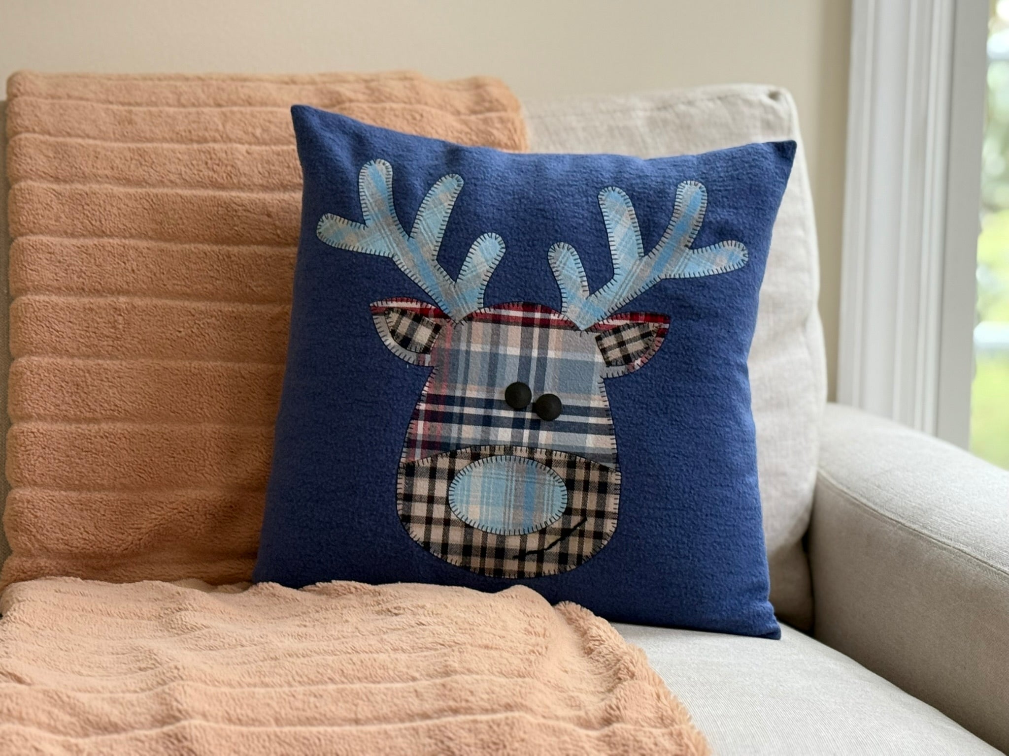 Upcycled Reindeer Pillow