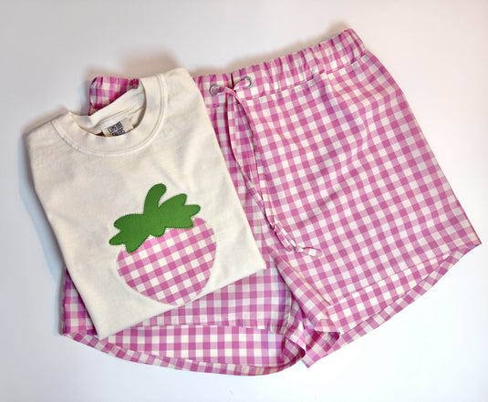 Strawberry Gingham Pajama Set