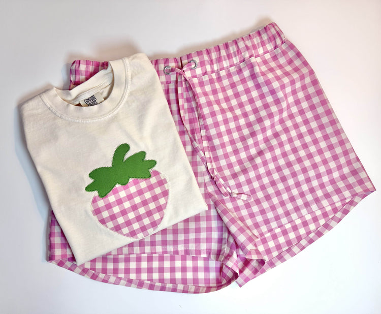 Strawberry Gingham Pajama Set
