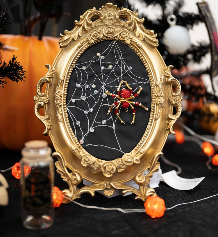 Beaded Embroidered Spider Web